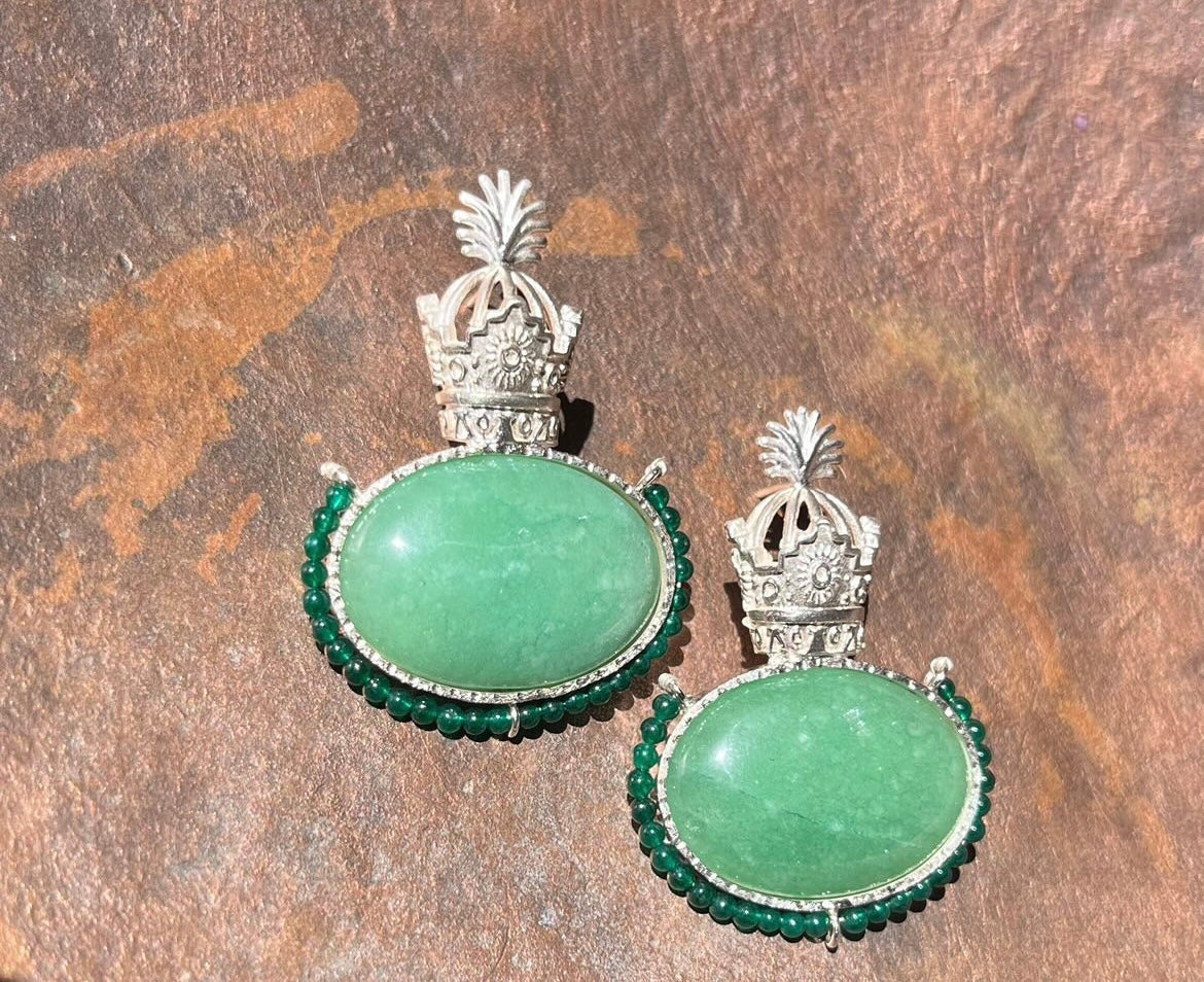 Silver Handmade Green Aventurine & Agate Stones Necklace