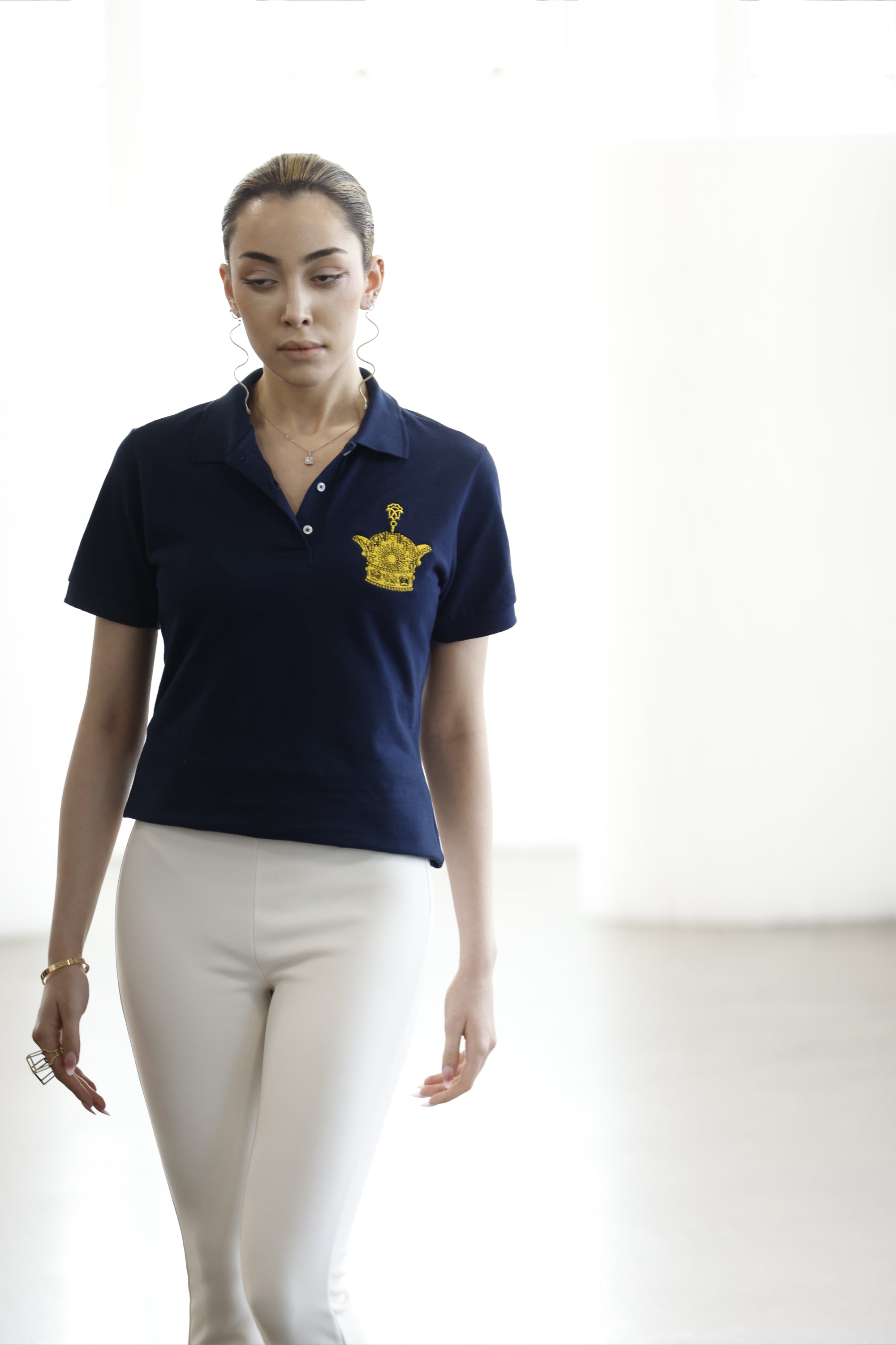 Famluxy Polo Shirt is available for Women and Men , with Large Gold Crown Logo Embroidery.