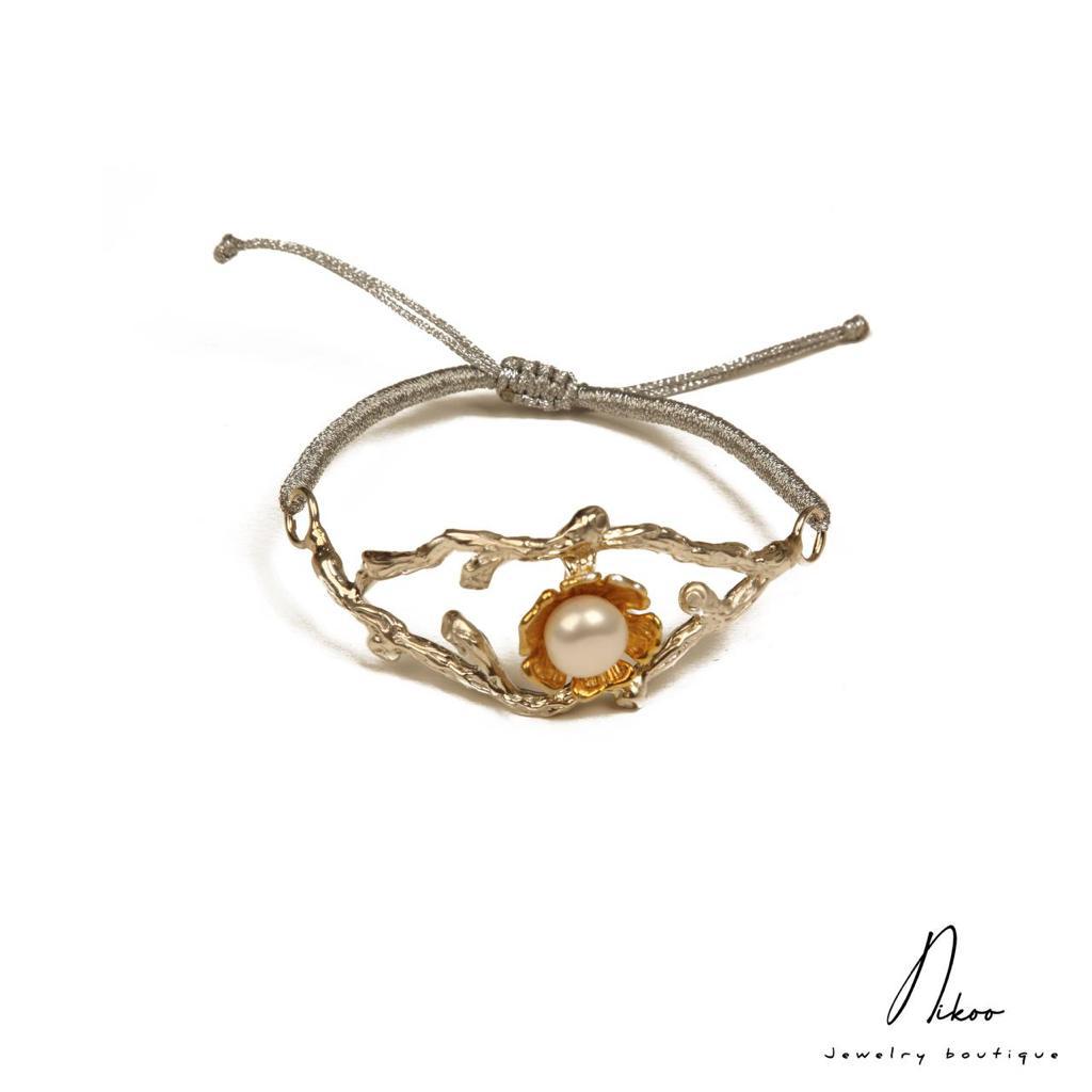 Silver Gold Plated Handmade Bracelet With Pearl