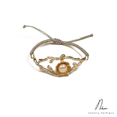 Silver Gold Plated Handmade Bracelet With Pearl