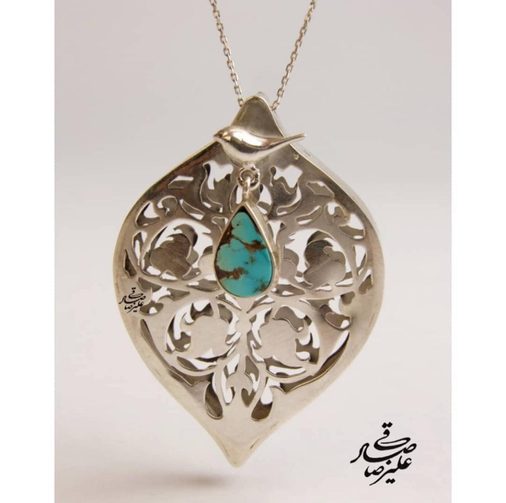 Memorial Handmade Necklace Silver with Neyshaboor Turqoise