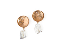 Circle Bronze Set (Earrings & Ring) With Baroque Pearl