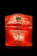 Zinnia Mini Fold Over Clutch Bag; Electric Red Natural Python Leather