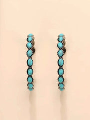 Turquoise Decor Hoop Earrings