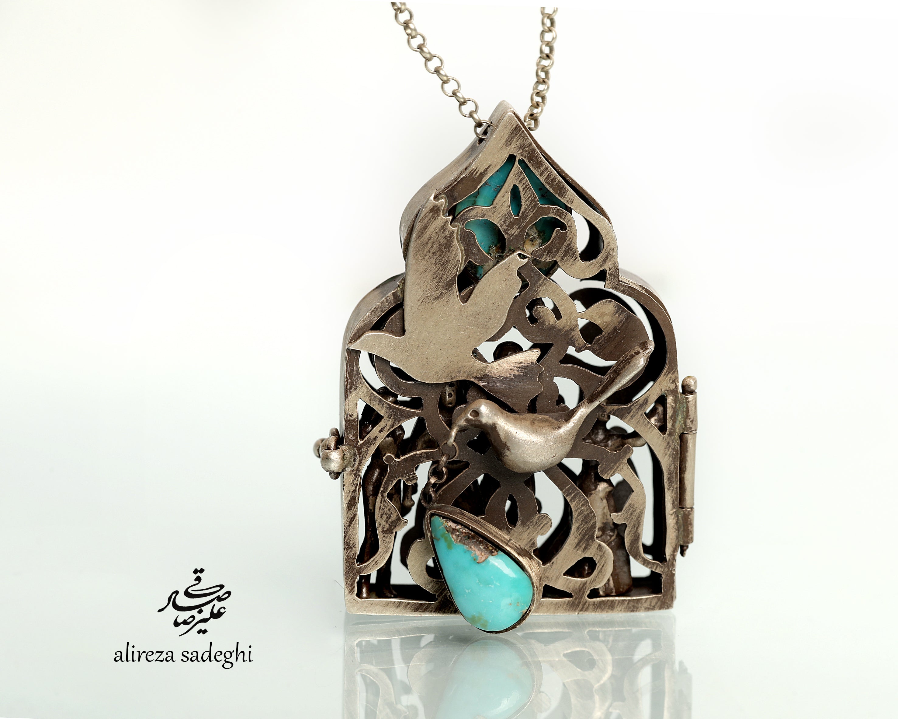 Freedom Imagination Handmade Necklace Silver with Neysha boor Turquoise