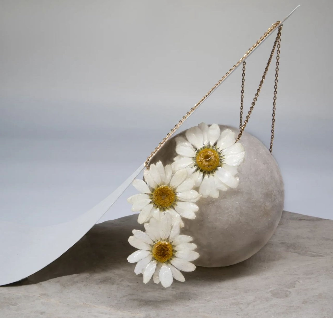 Natural dried flower covered with resin necklace, very light weight