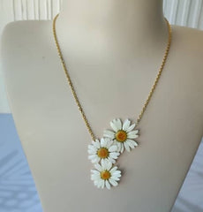 Natural dried flower covered with resin necklace, very light weight