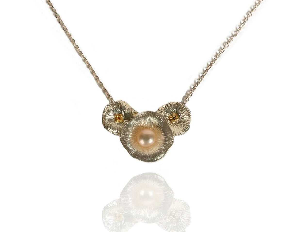 Sterling Silver Gold Plated Necklace with Pearl