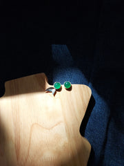 Handmade Silver Earrings with Green Agate Stone "Javaneh"