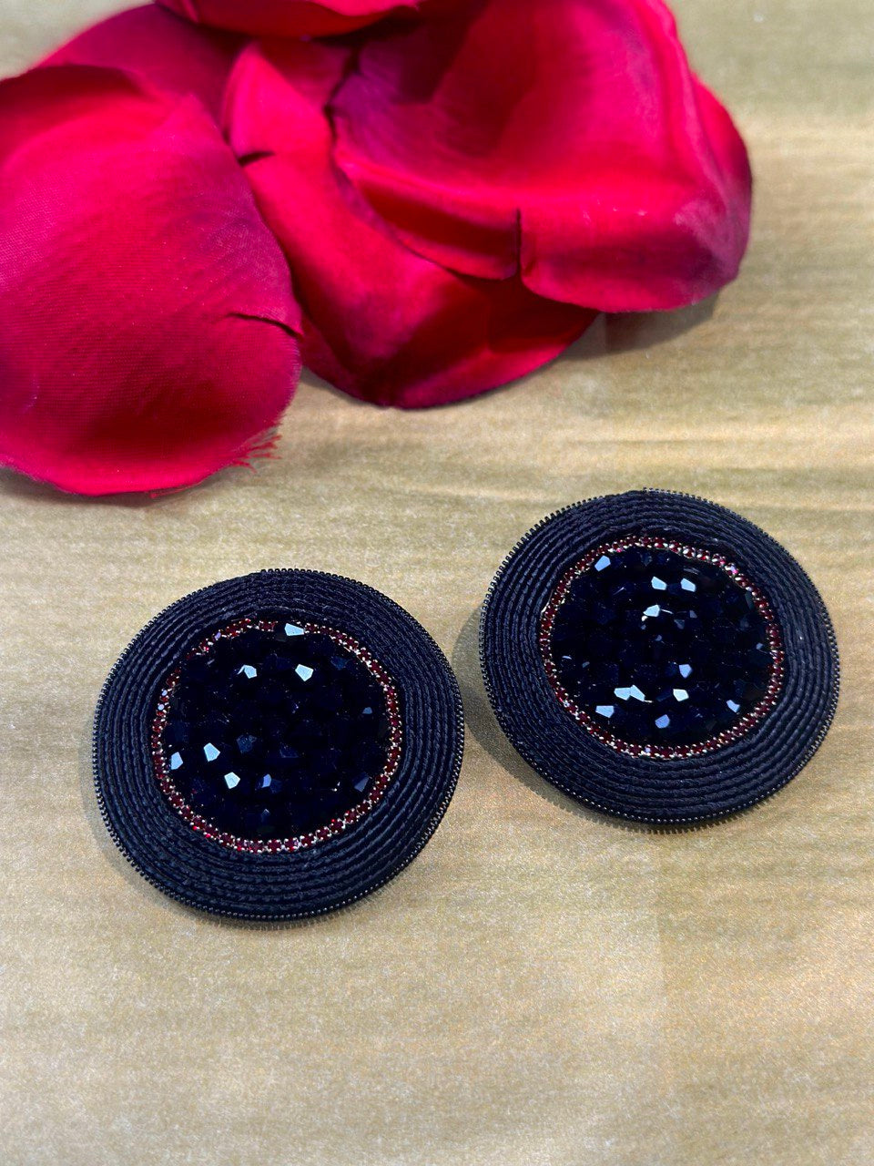 Handmade Black Circle Earrings