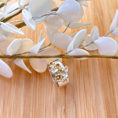 Gold Plated Silver Ring With White stone (Blossom)