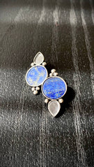 Handmade Earrings With Mirror and Blue Stone