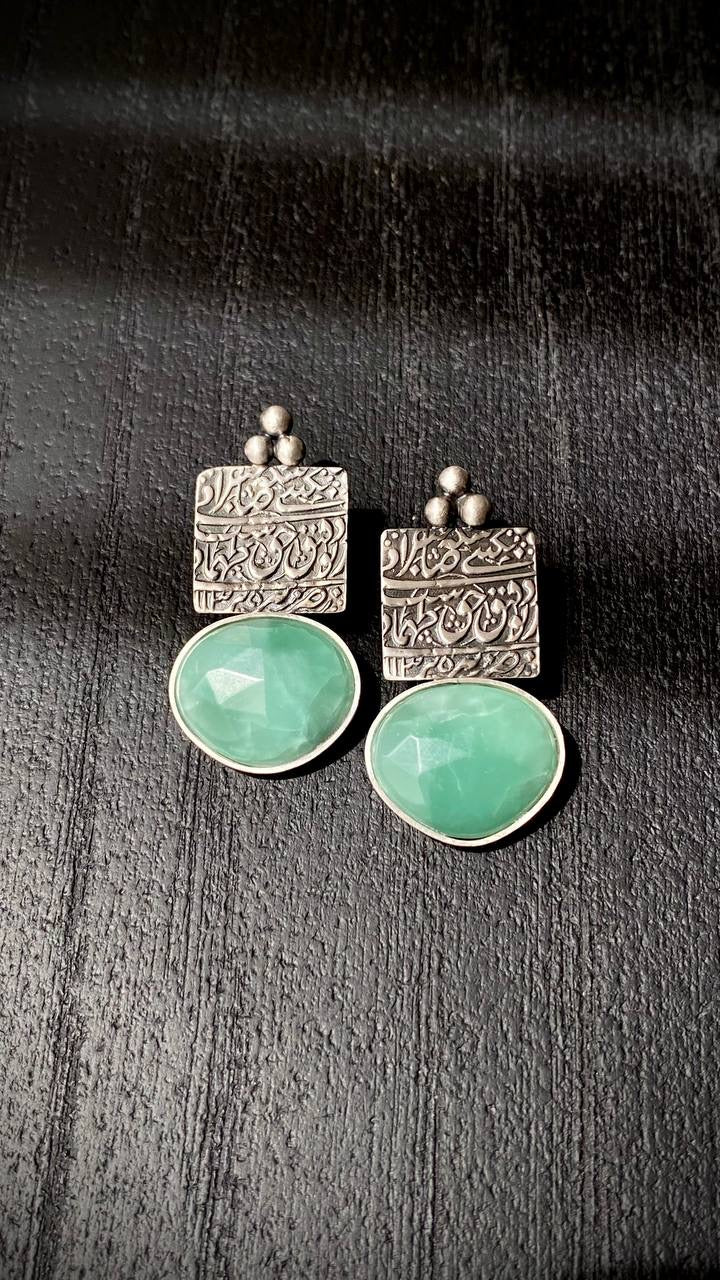 Handmade Earrings With Green Stone