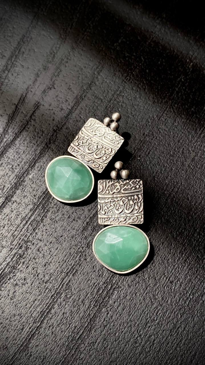 Handmade Earrings With Green Stone