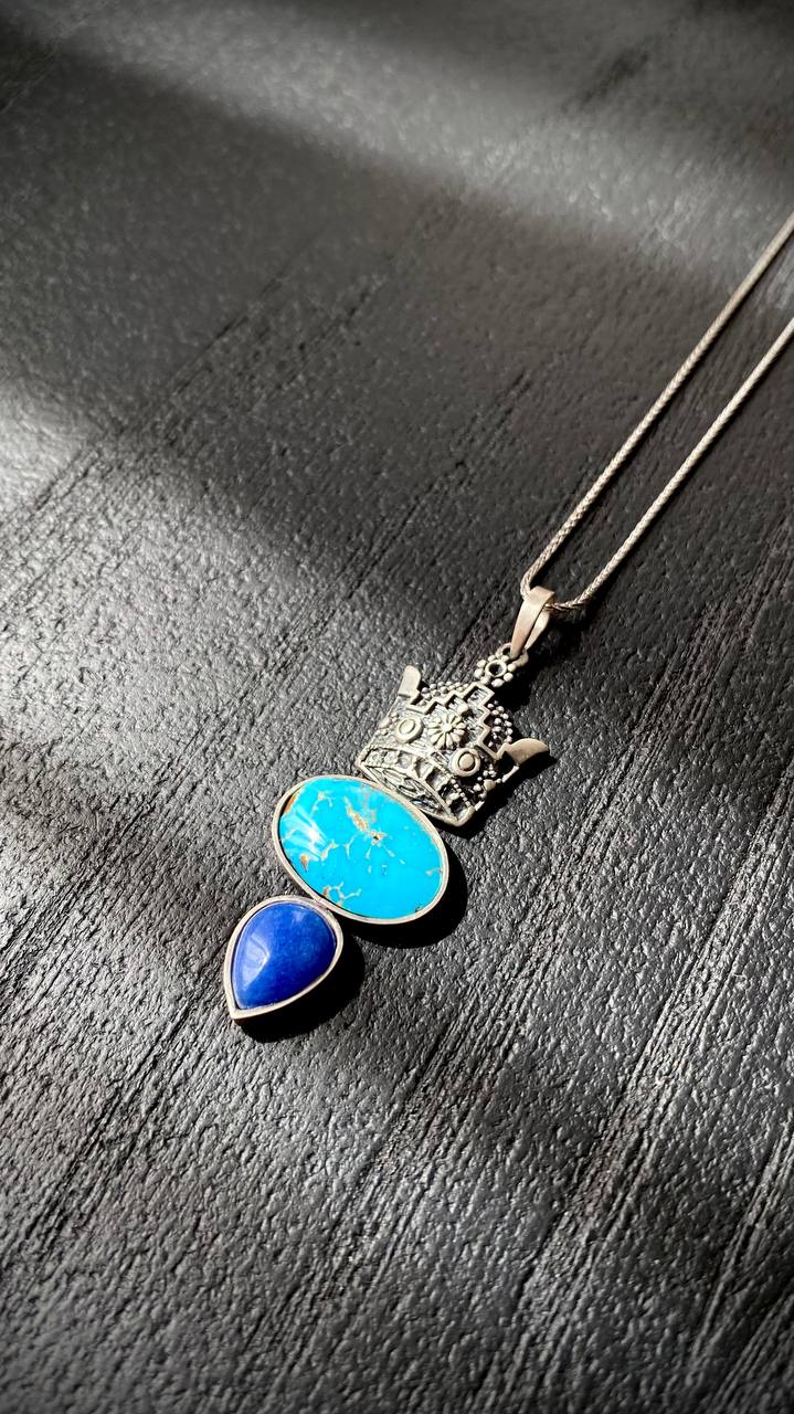 Handmade Necklace With Blue and Turquoise Stone