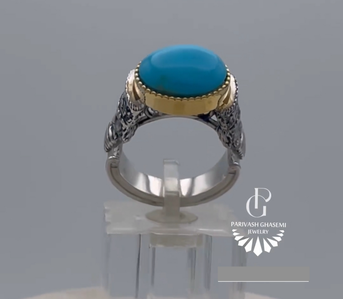 Handmade Gold Plated Silver Ring with Turquoise Stone