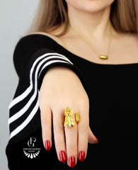 Handmade Gold Plate silver Ring (Historical Ring of Ancient Persia Achaemenid Period)