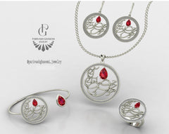 Handmade Silver Set With Red Stone (Molana collection)