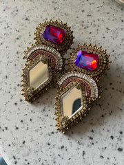 Handmade Fashion Earrings with Multicolor Stone - Light Weight