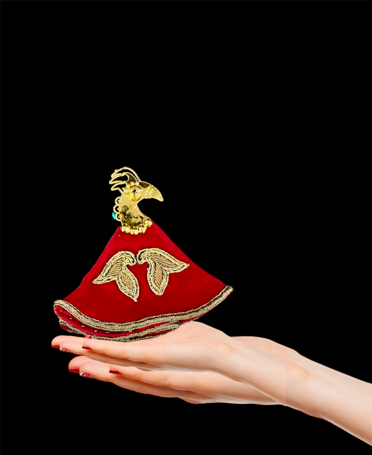 Handmade Red and Gold Simorgh Golestan Earrings