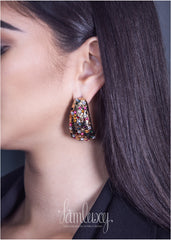 Gold Plated Earring With Colourful Stones