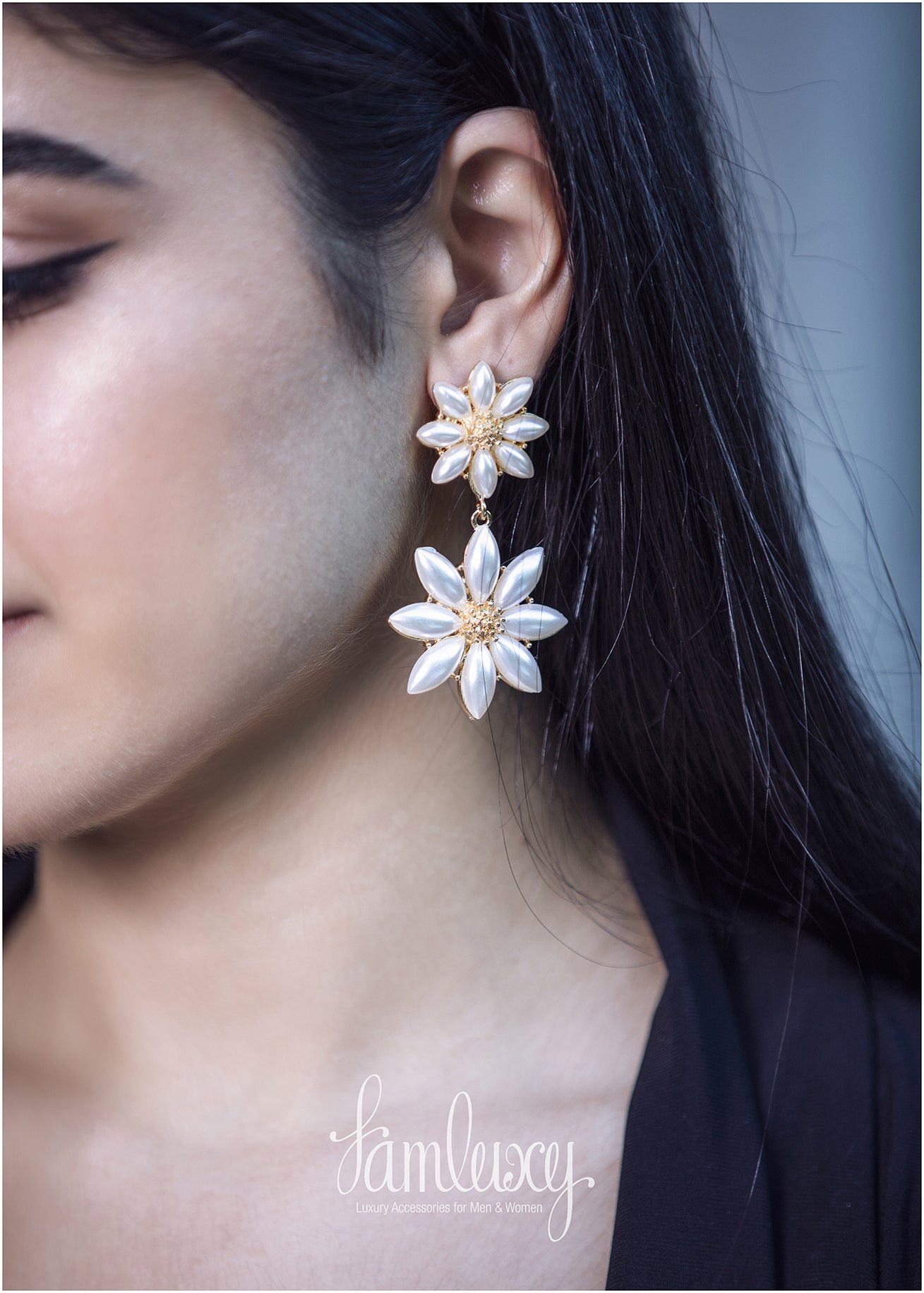Flower Pearl Gold Plated Earring