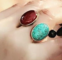 natural stone, Agate & turquoise  ring ( Aghigh & Firoozeh), hand made & adjustable