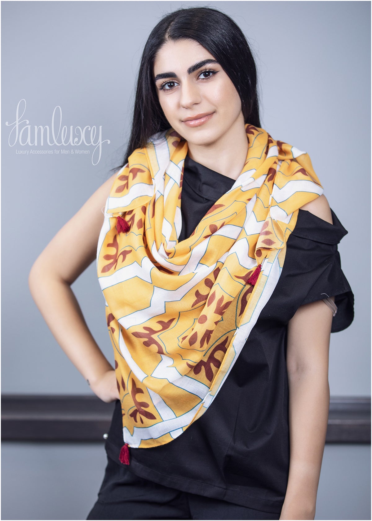 Special Designed Scarf (mix of yellow ,red & white colours)