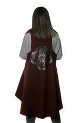 Dark Red Customize vest with Leather Laser Cut on back