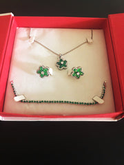 Emerald And Crystal Silver Set