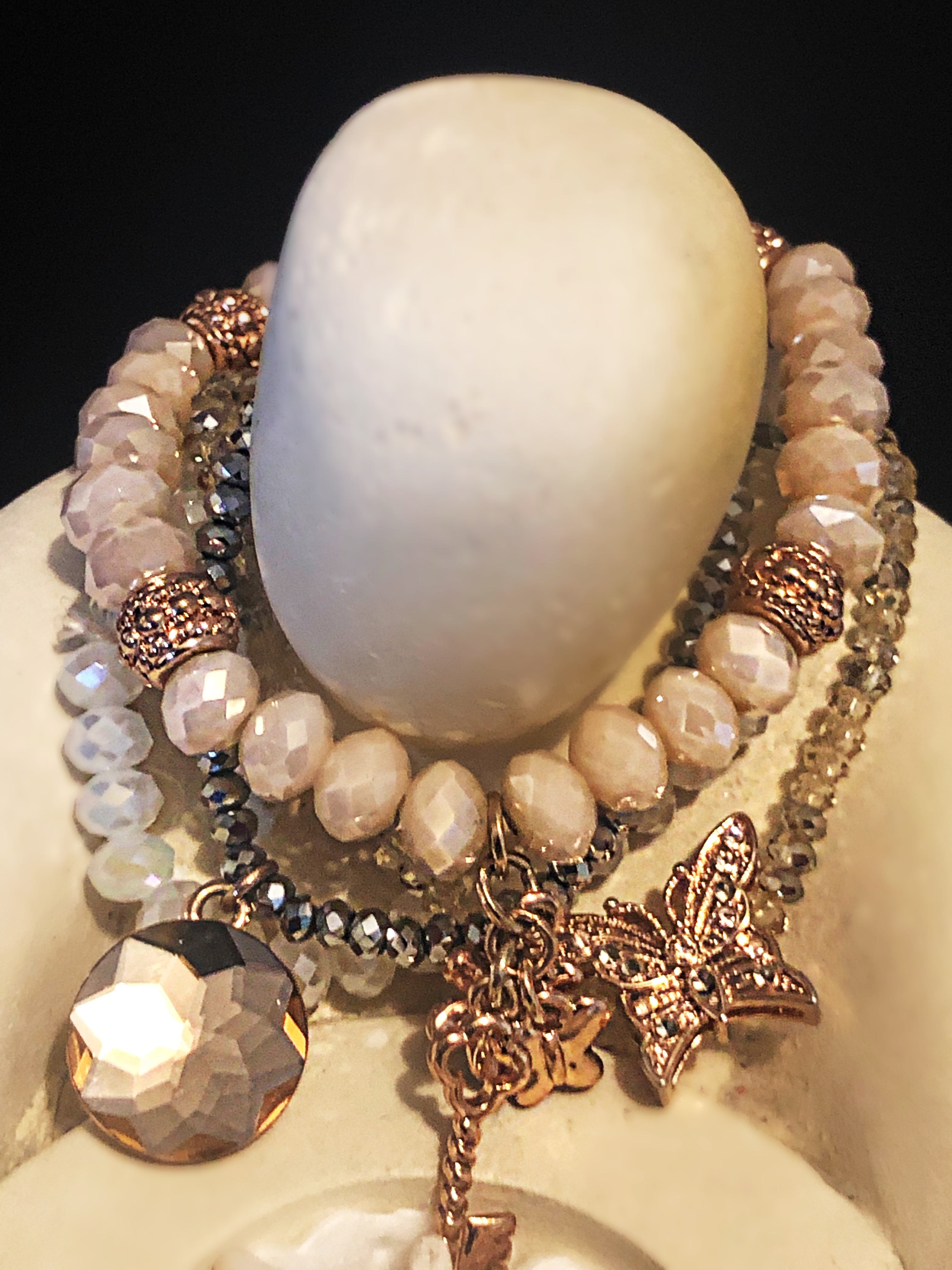 Pink & Gray Rose Gold Funky bracelet,4 pieces