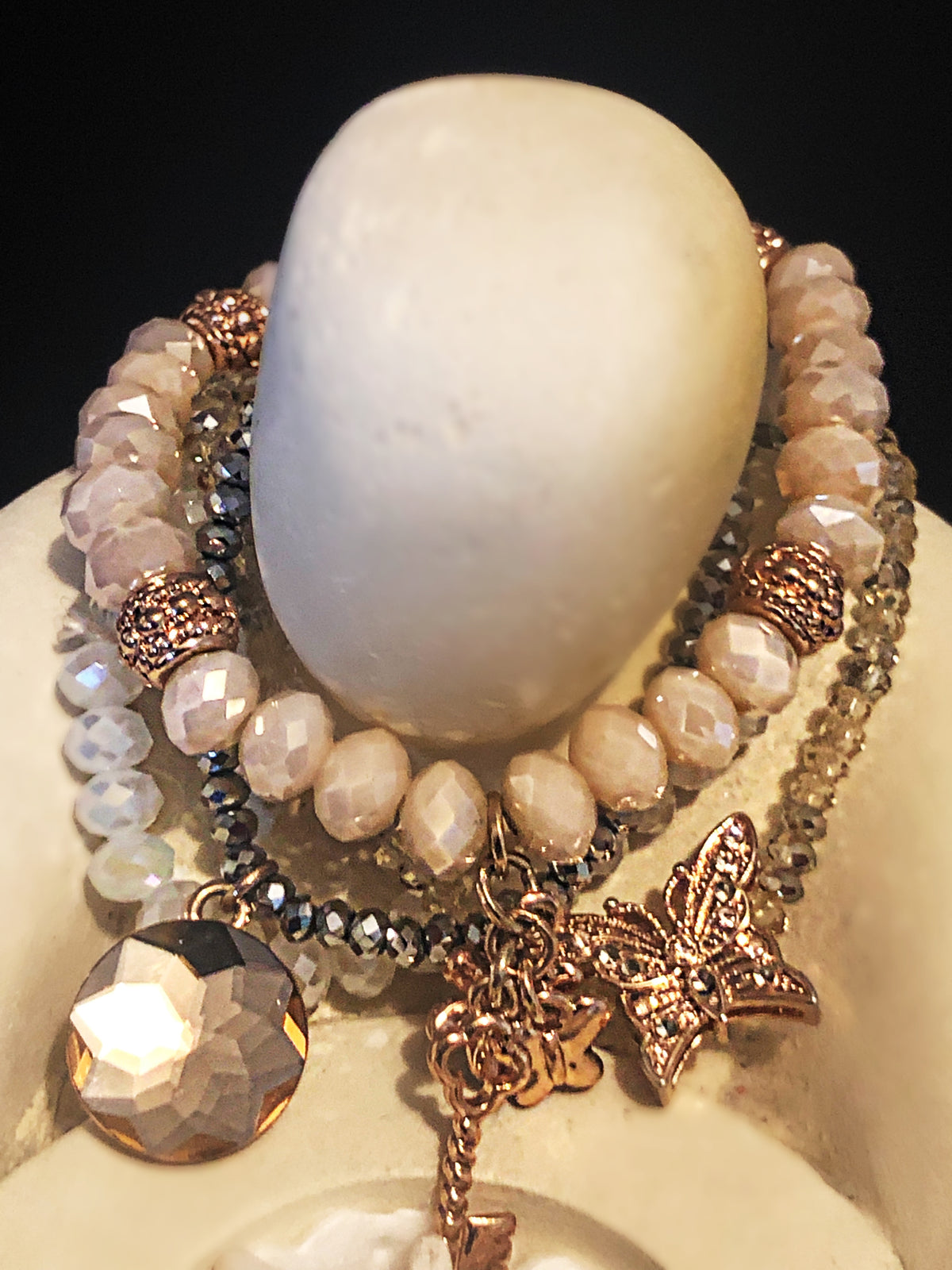 Pink & Gray Rose Gold Funky bracelet,4 pieces