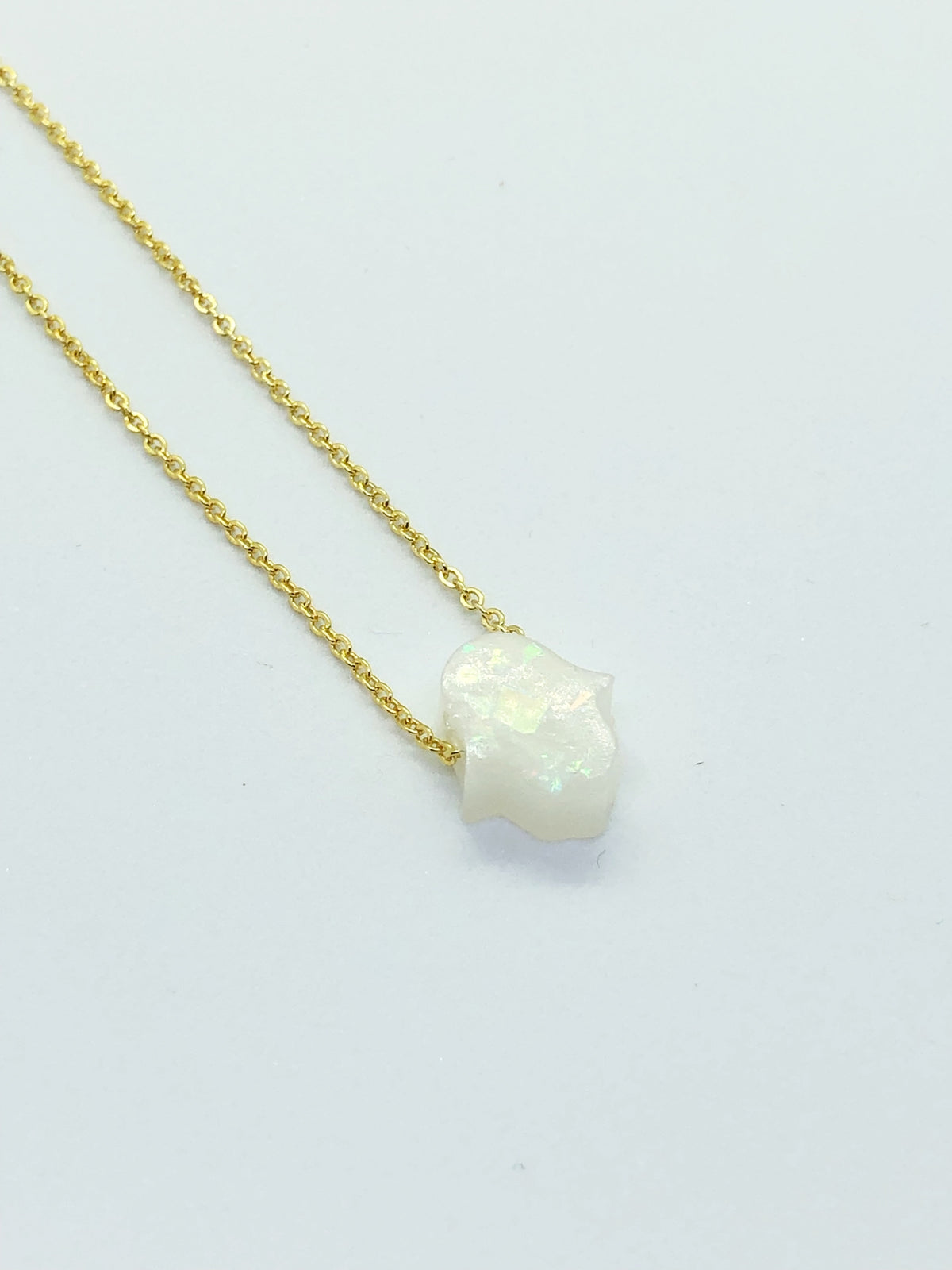 White Mini Hamsa Necklace