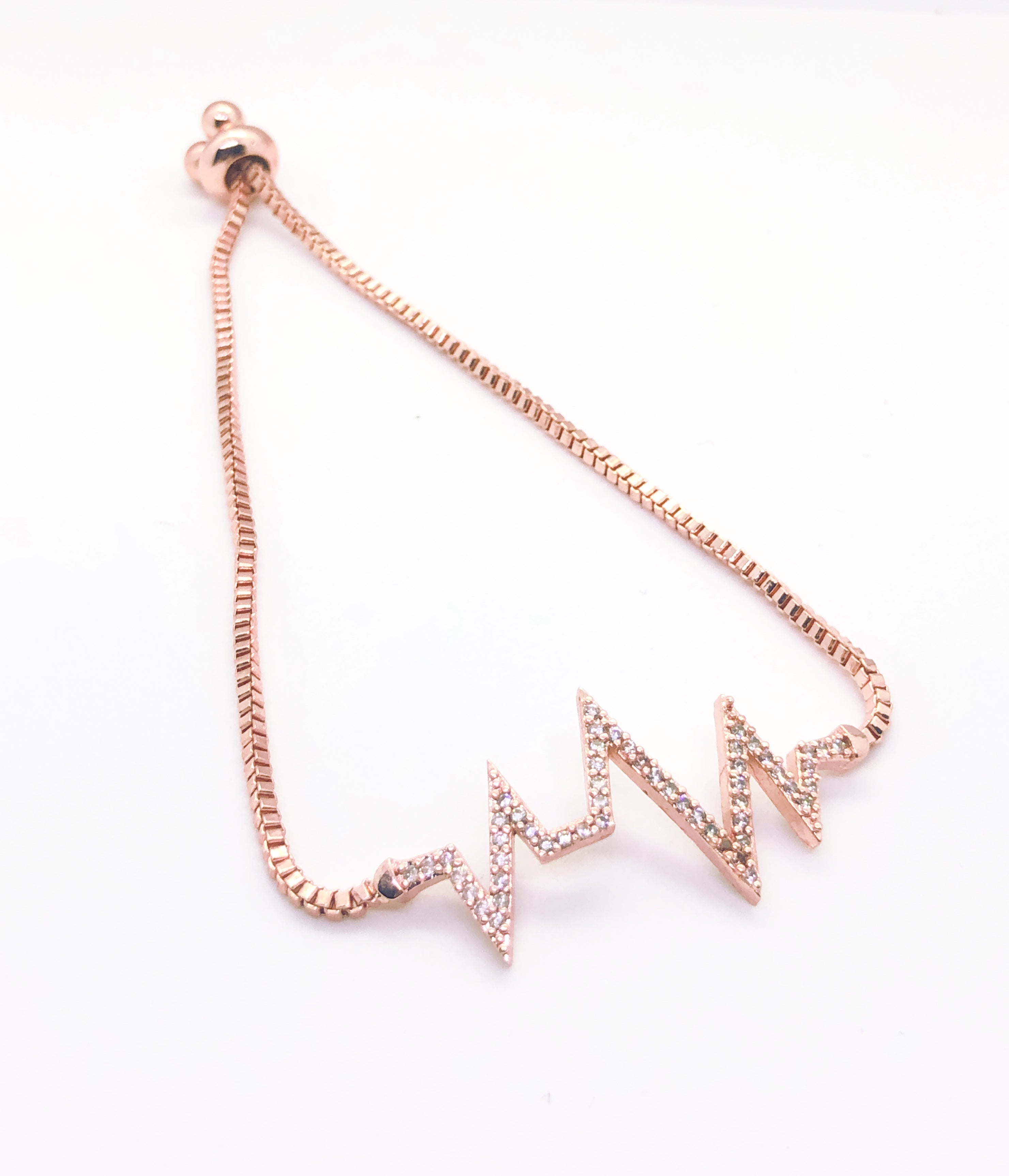 Rose Gold Heartbeat Fitted Bracelet