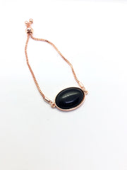 Rose Gold Onyx Stone Fitted Bracelet