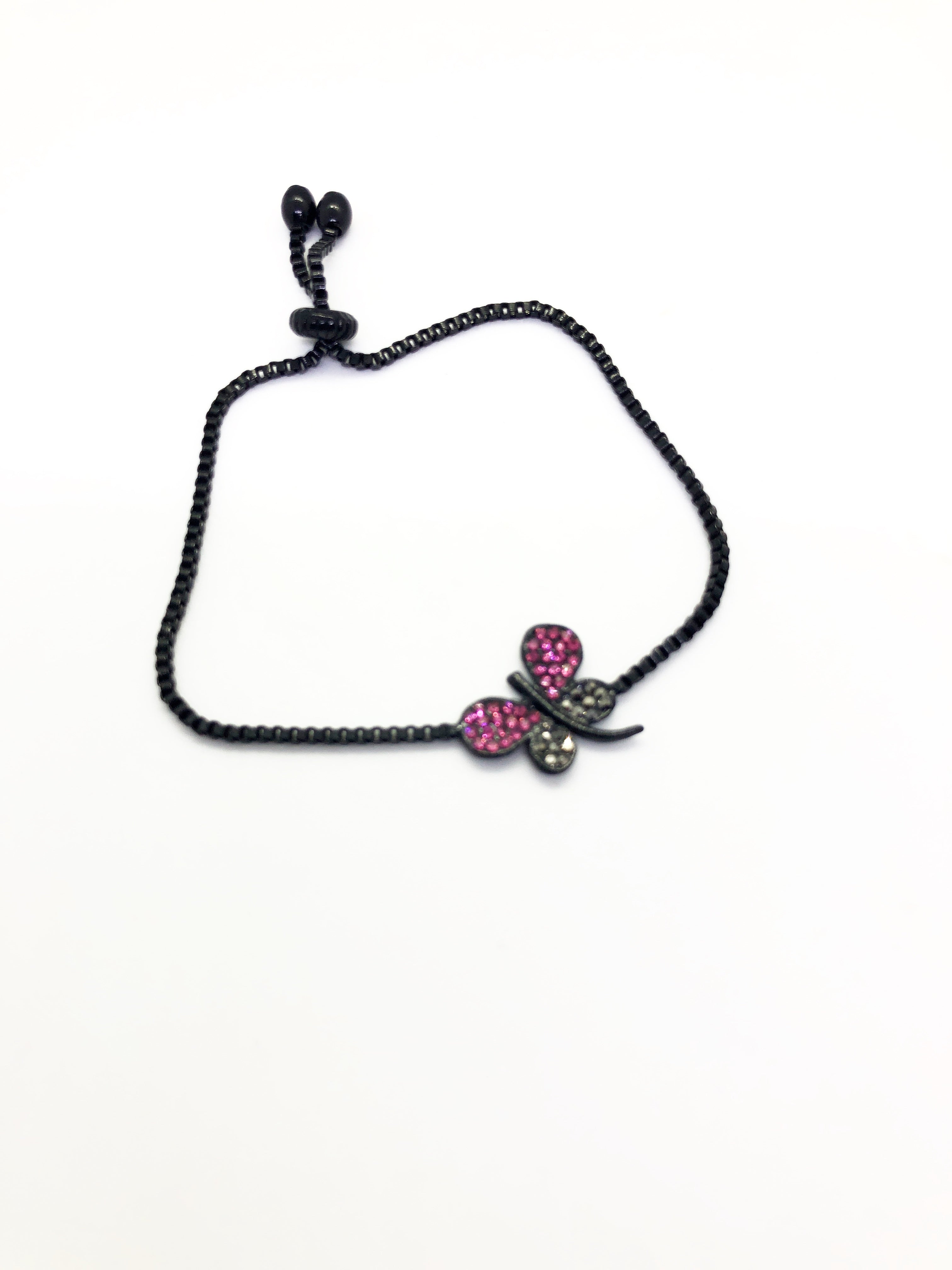 Silver Band Butterfly with Black and Pink Colours