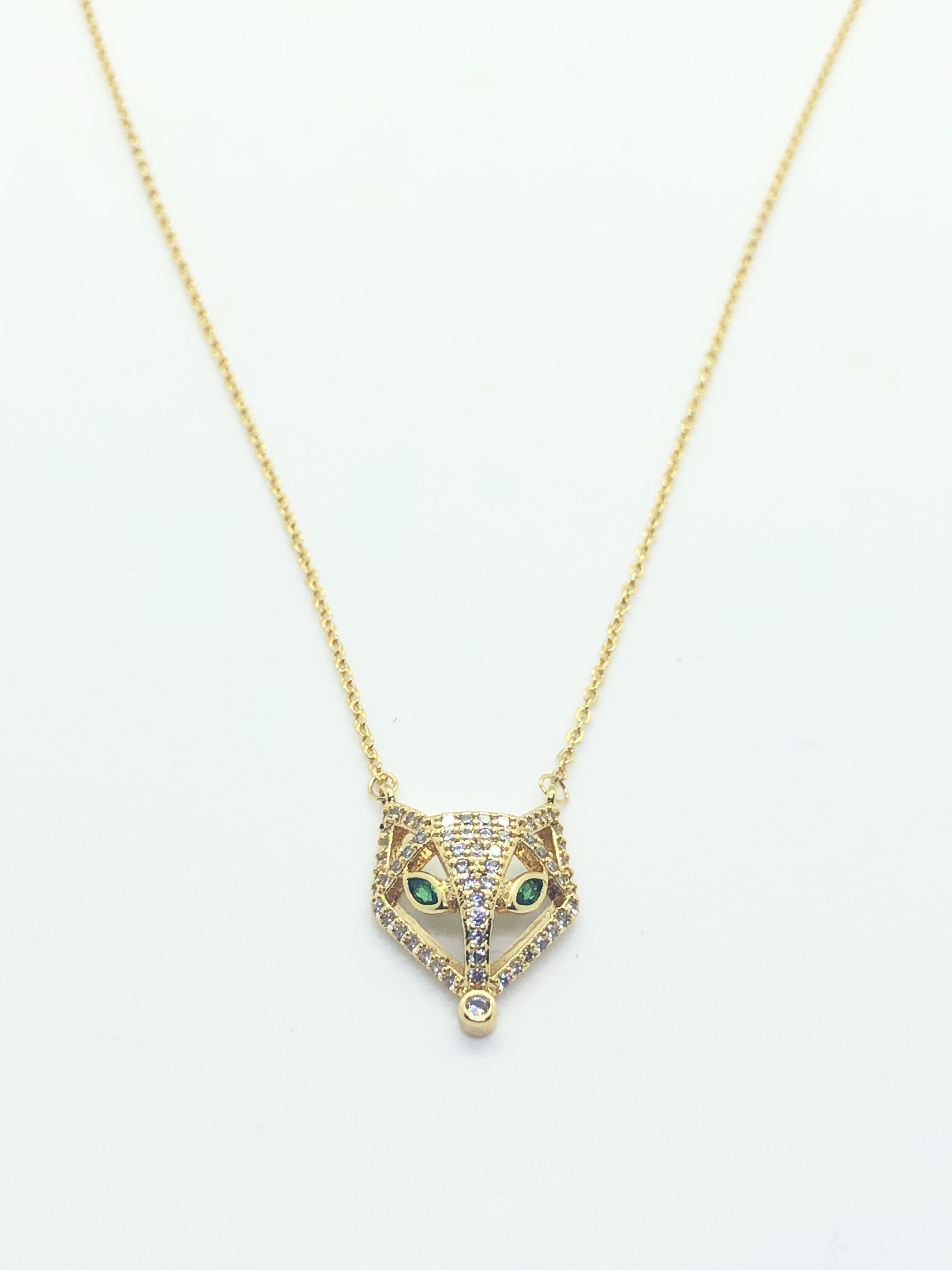 Gold Fox Face Necklace