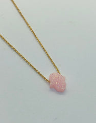 Pink Mini Hamsa Necklace