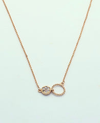 Rose Gold 2 Circle with Stud Necklace