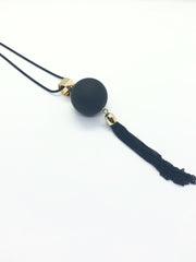 Long Black Sphere Necklace