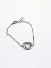 Silver Hamsa Circle Fitted Bracelet