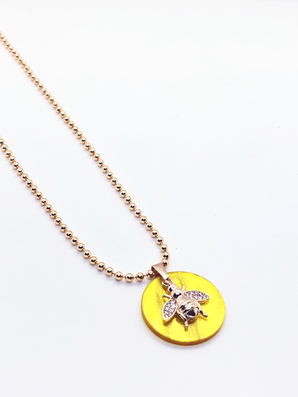Long Yellow Stone with Bee Necklace