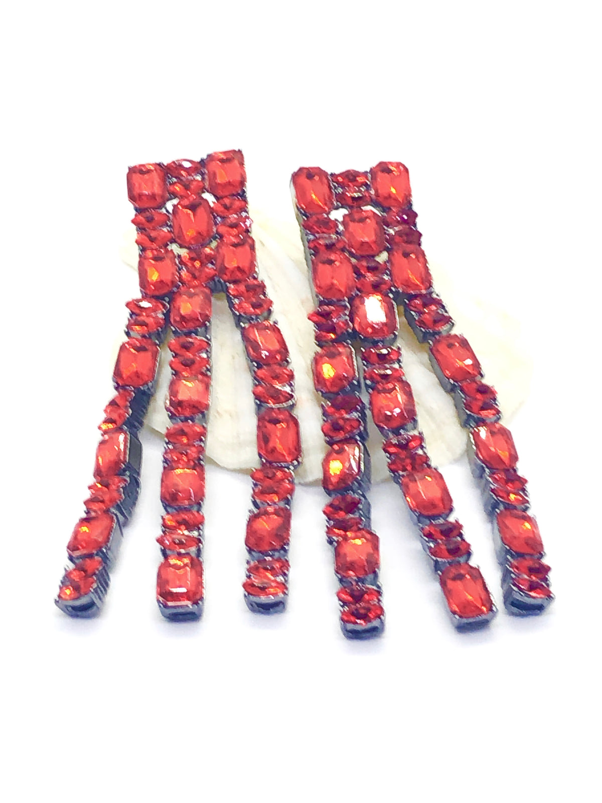 Red Baguette Earrings