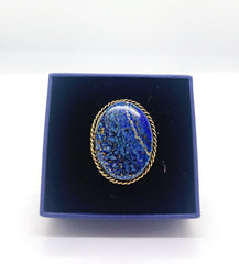 Handmade Gold plated ring with blue natural stone
