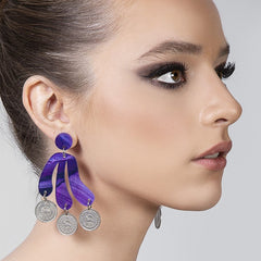 Abstract Asymmetrical Earrings With Pahlavi Coins