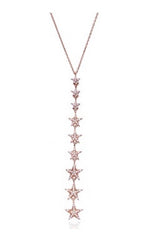 Multi Stars Long Chain Sterling Silver Gold Color