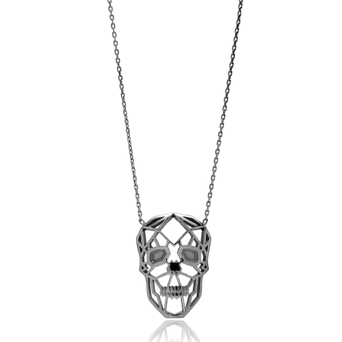 Origami Skull Minimalist Design Sterling Silver Pendant