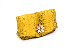 Sylvana Dubayssi Zinnia Mini Swarovski Clutch Bag; Canary Yellow Python Leather