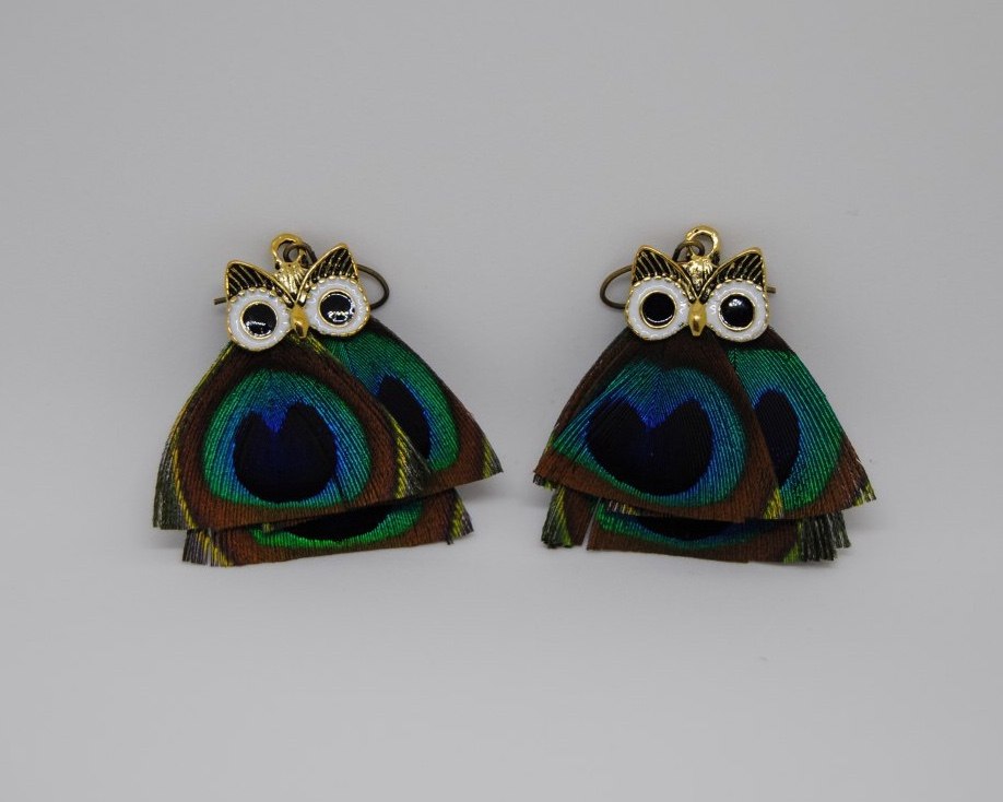 Feather Owl Earrings