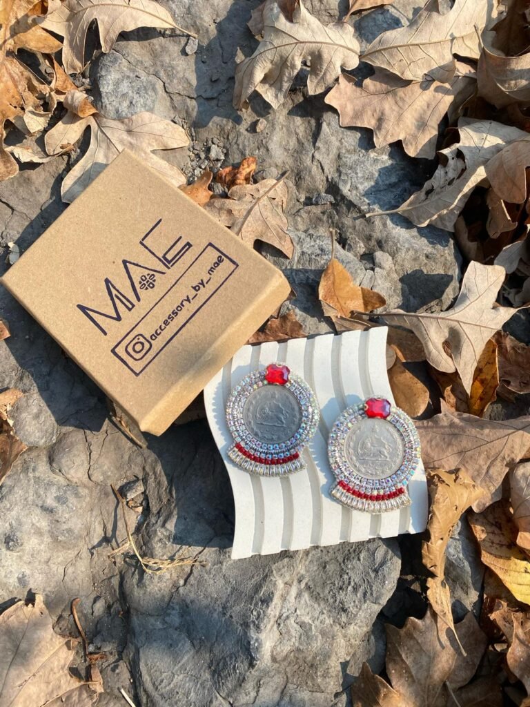 Samin Handmade Earrings (Pahlavi Coin with high Quality Stones)